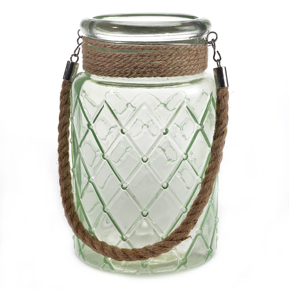 Glass can w.rope